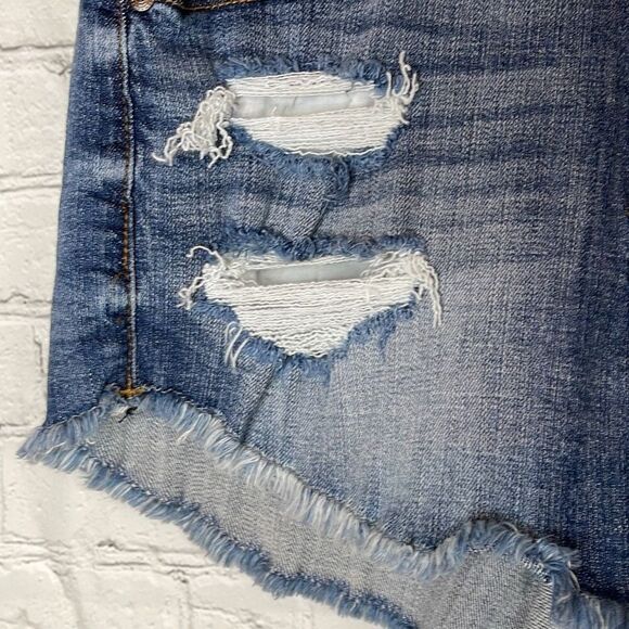 Eunina Lulu Women’s Distressed High Rise Cut Off Shortie Shorts size small - Picture 2 of 5